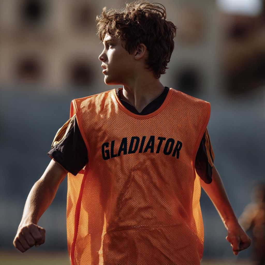 Player wearing a Gladiator training pinnie on the field