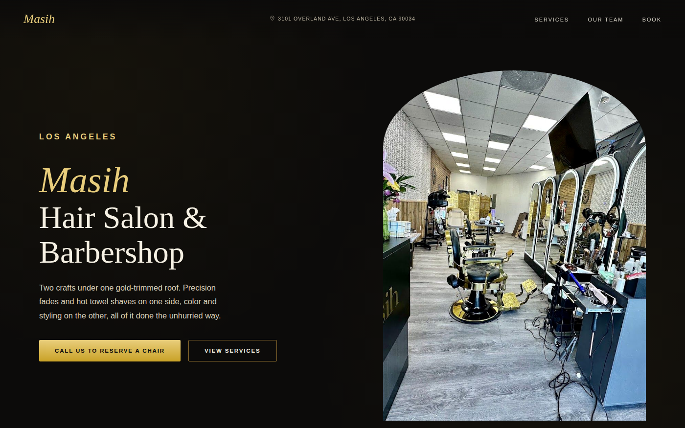 Masih Hair Salon and Barbershop landing page