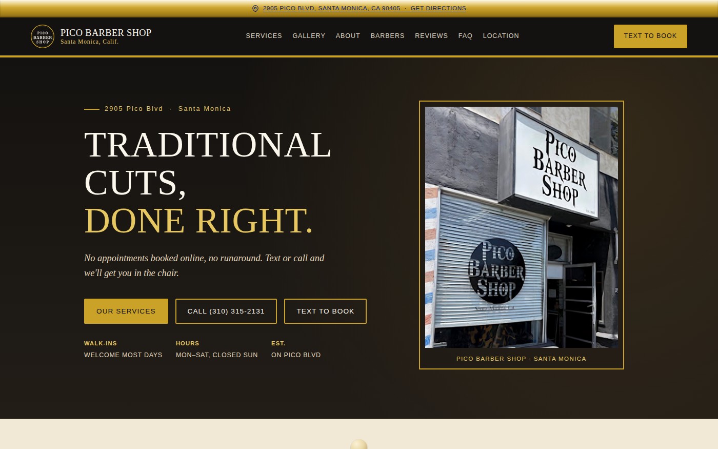 Pico Barber Shop landing page